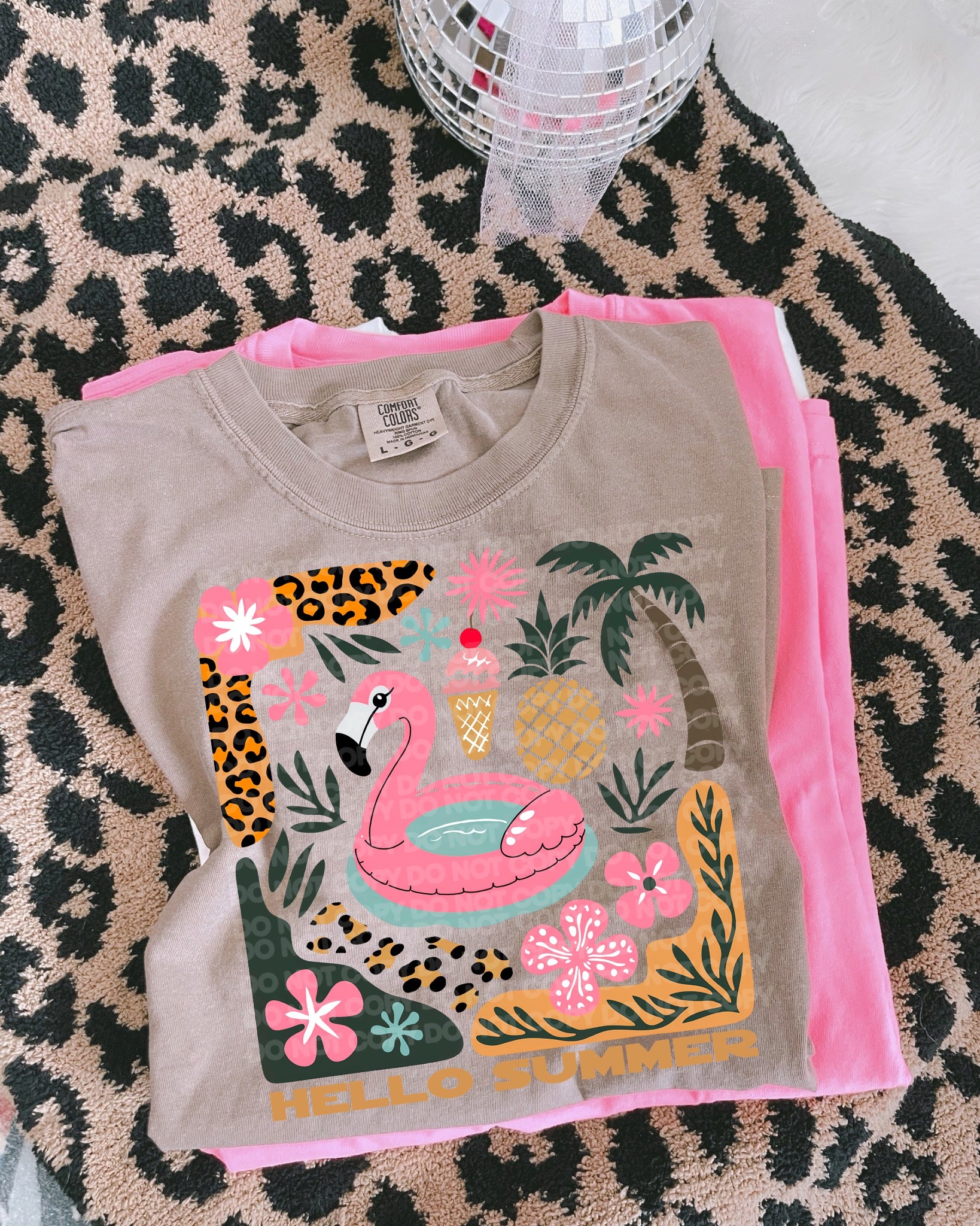 Hello Summer Flamingo DTF - Texas Transfers and Designs