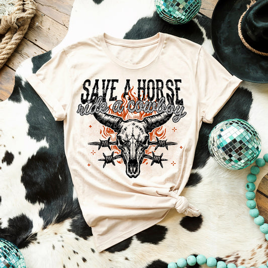 Save A Horse Ride A Cowboy DTF - Texas Transfers and Designs