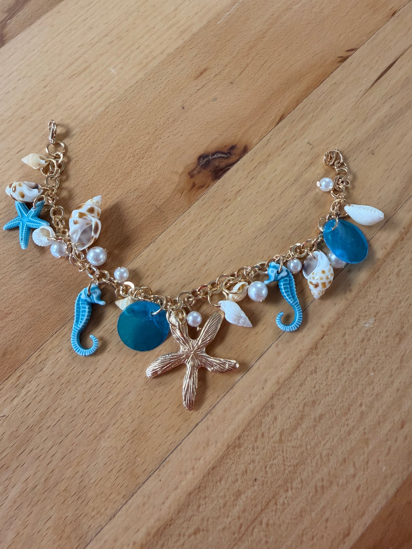 Turquoise Seaglass Hat Chain - Texas Transfers and Designs