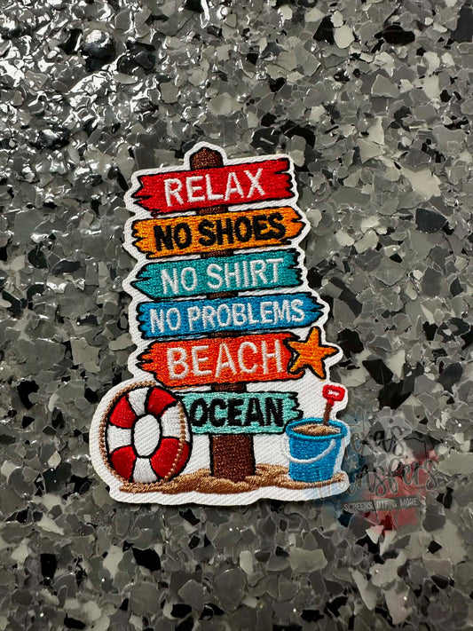 Relax No Shoes No Problems Iron-On Patch - Texas Transfers and Designs