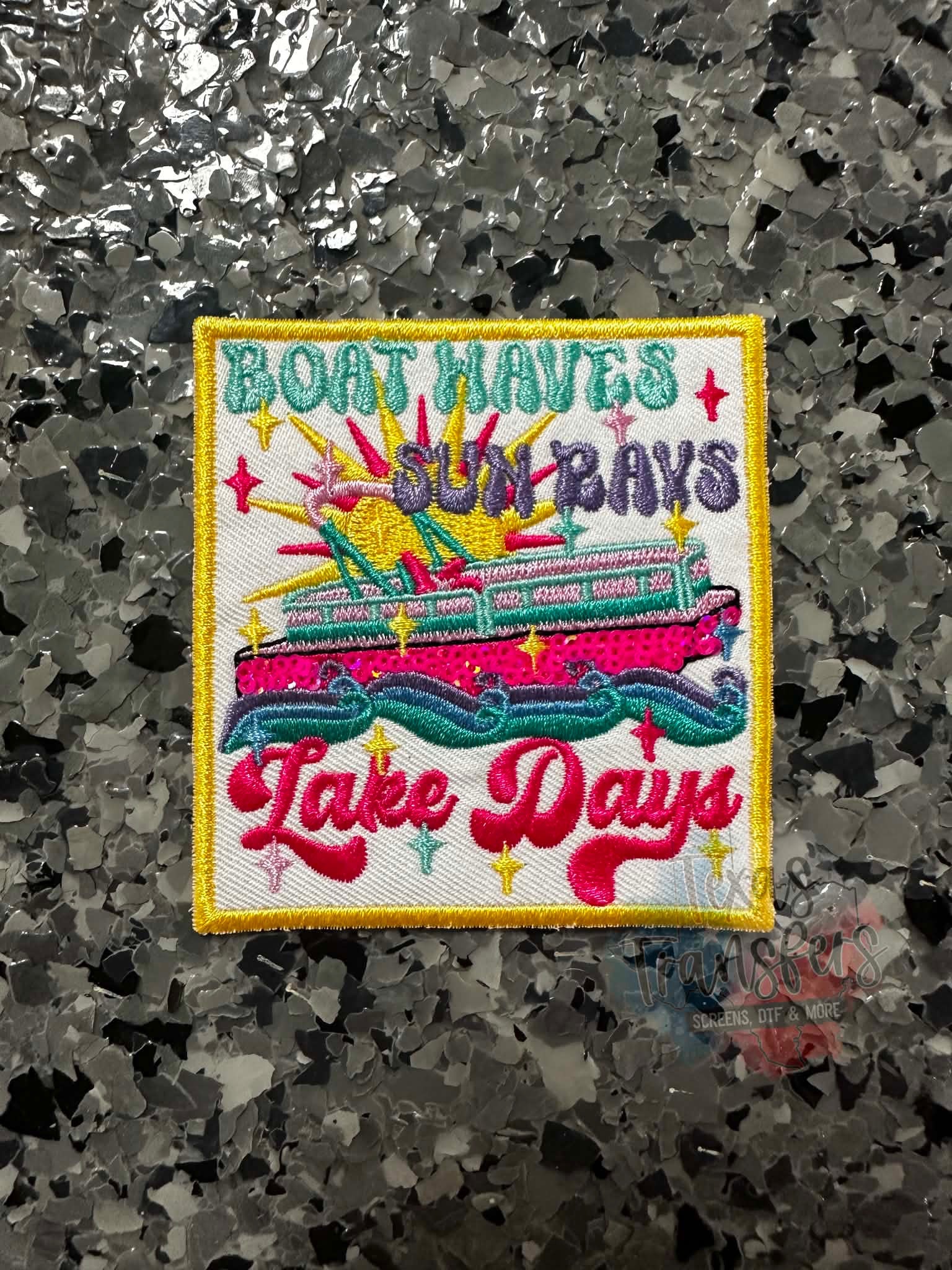 Boat Waves, Sun Rays, Lake Days Iron-On Patch - Texas Transfers and Designs