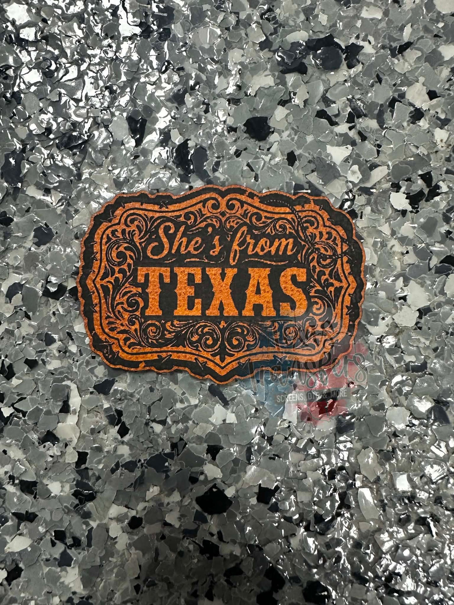 She’s from Texas Leatherette Iron-On Patch - Texas Transfers and Designs