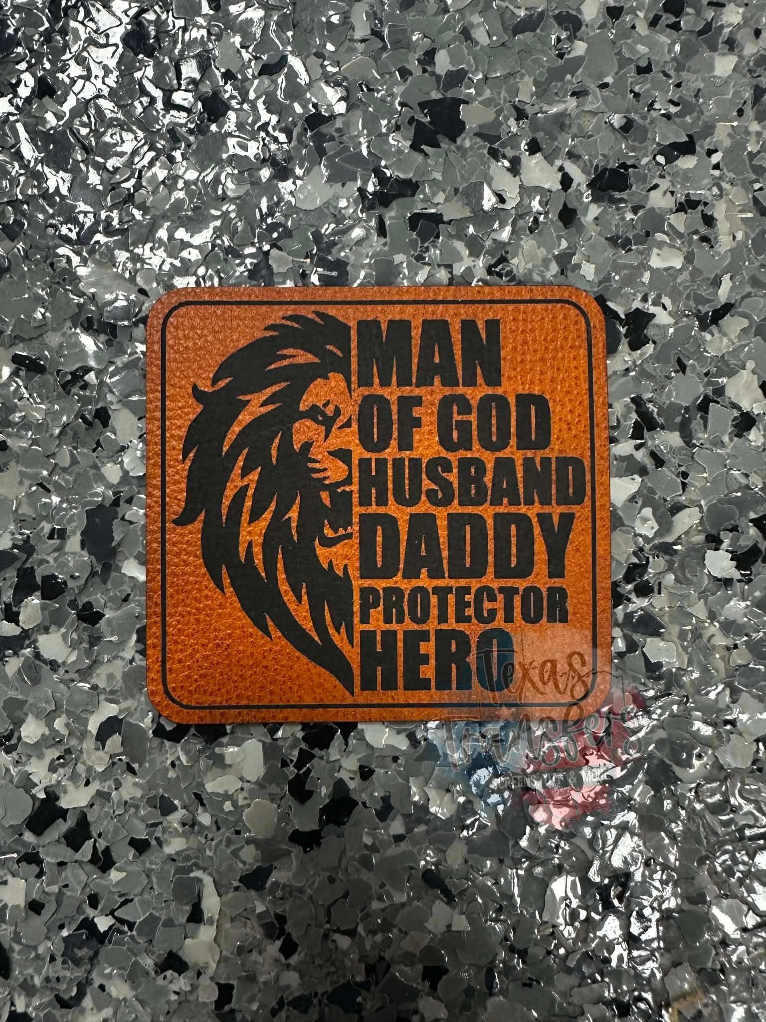 Man of God Leatherette Iron-On Patch - Texas Transfers and Designs