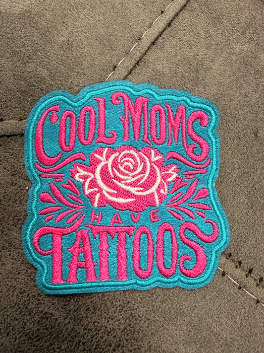 Cool Moms have Tattoos Faux Suede Iron-On Patch - Texas Transfers and Designs