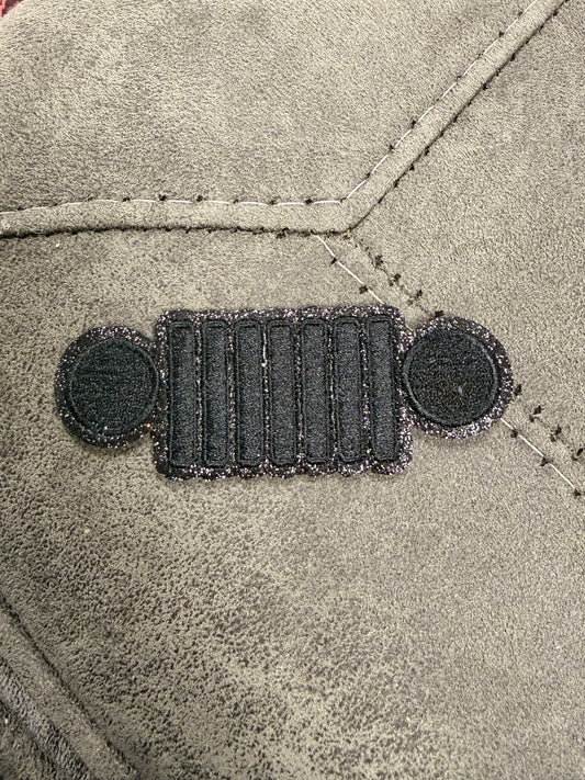 Jeep Grill in Black Glitter Iron-On Patch - Texas Transfers and Designs