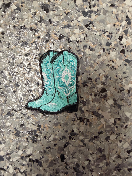Turquoise Cowboy Boots Iron-On Patch
