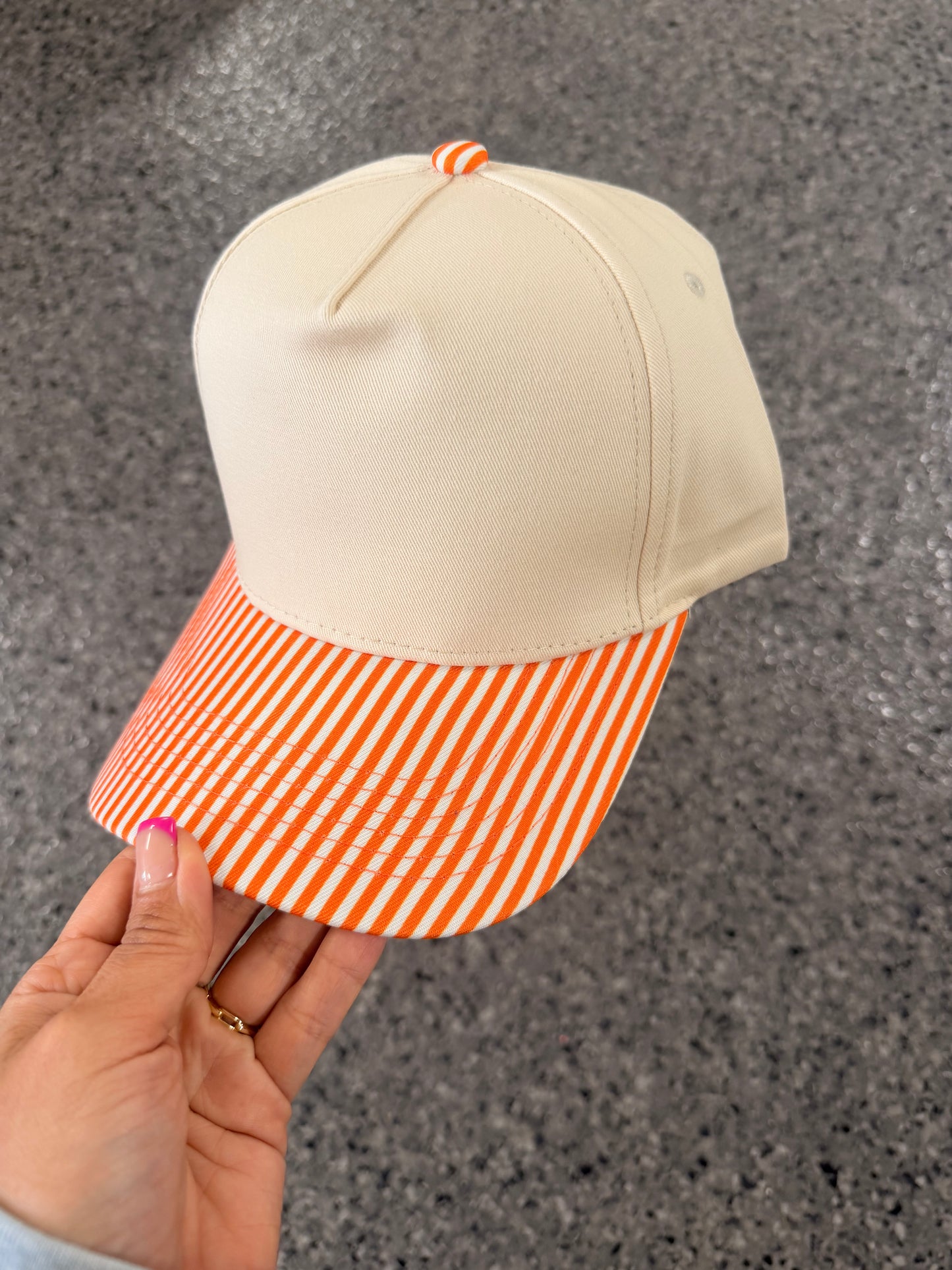 Canvas Hat with Mini-Striped Brim (Multiple Options)