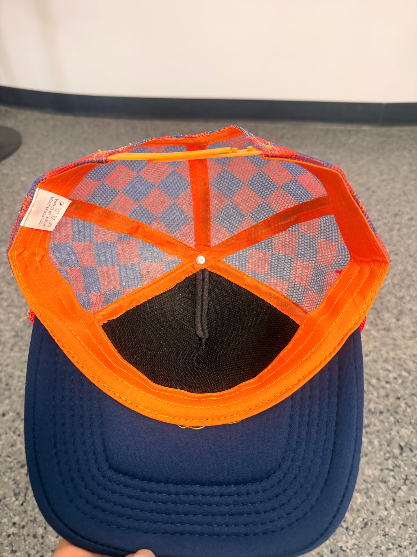 Color Error Discounted Navy Red and Orange Trucker Hat