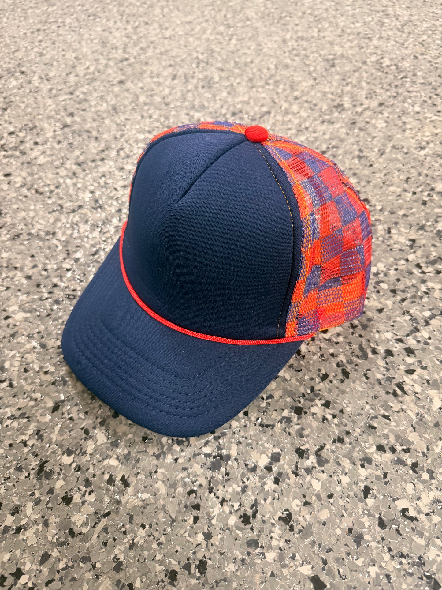 Color Error Discounted Navy Red and Orange Trucker Hat