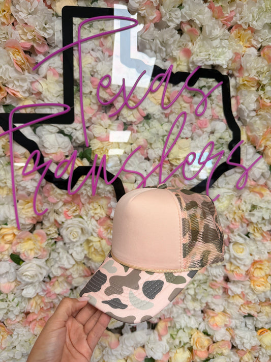 Peach Camo Trucker Mesh Hat