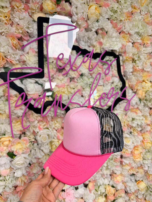 Pink/Zebra Mesh Trucker Hat