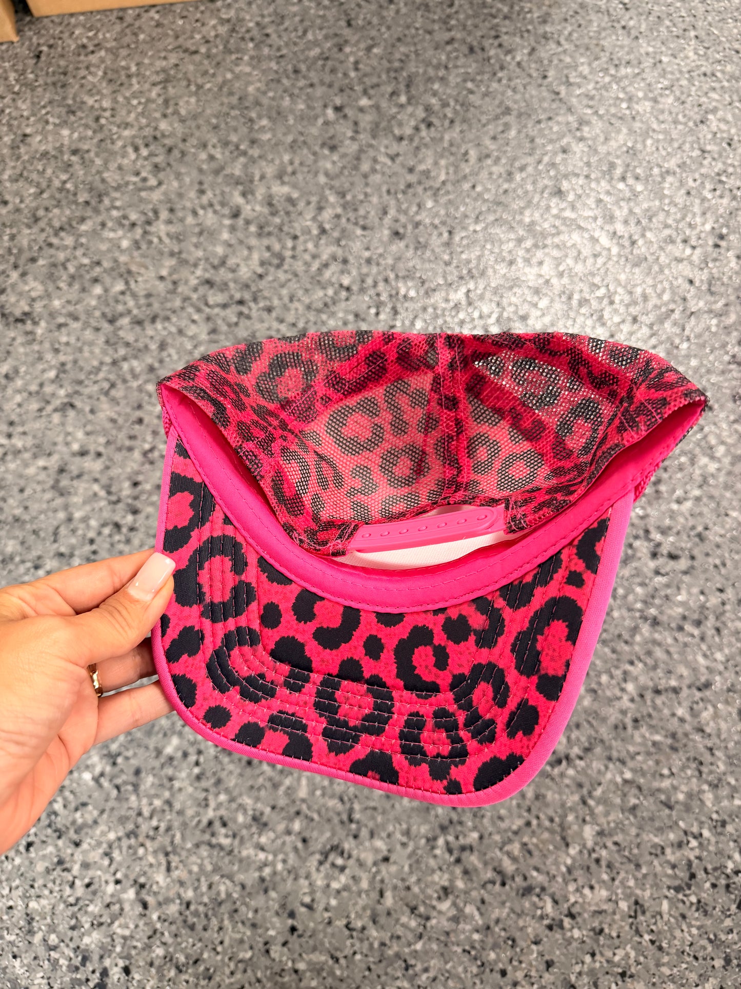 Hot Pink Leopard under Brim Mesh Trucker Hat