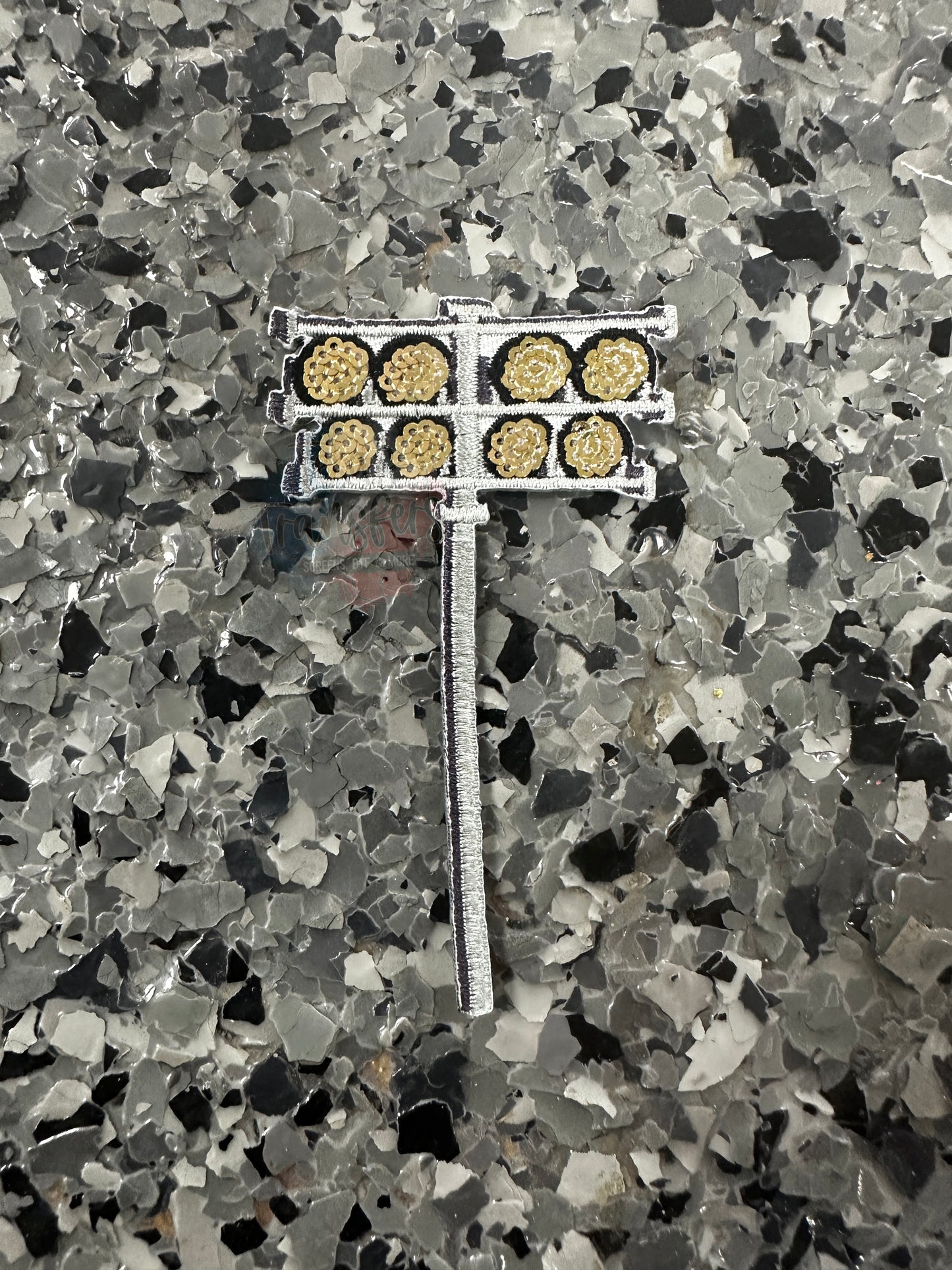 Football Light Post Sequin Iron-On Patch