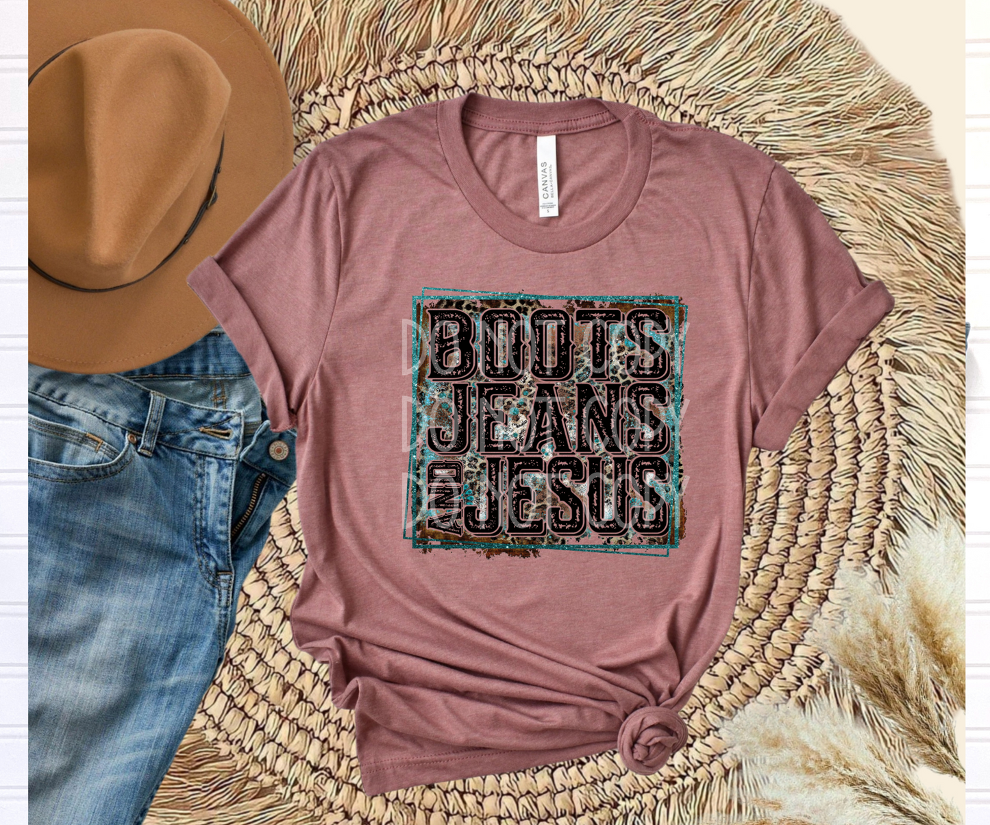 Boots Jeans & Jesus DTF - Texas Transfers and Designs