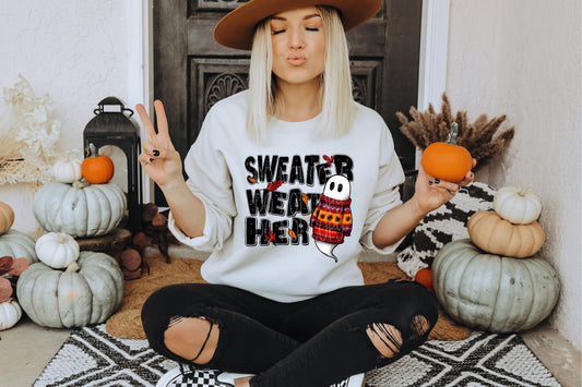 Sweater Weather Ghost DTF - Texas Transfers and Designs