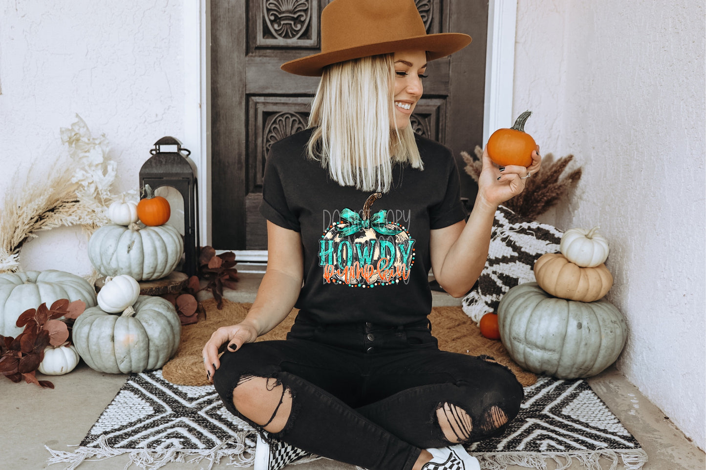 Howdy Pumpkin (Turquoise Bow) DTF