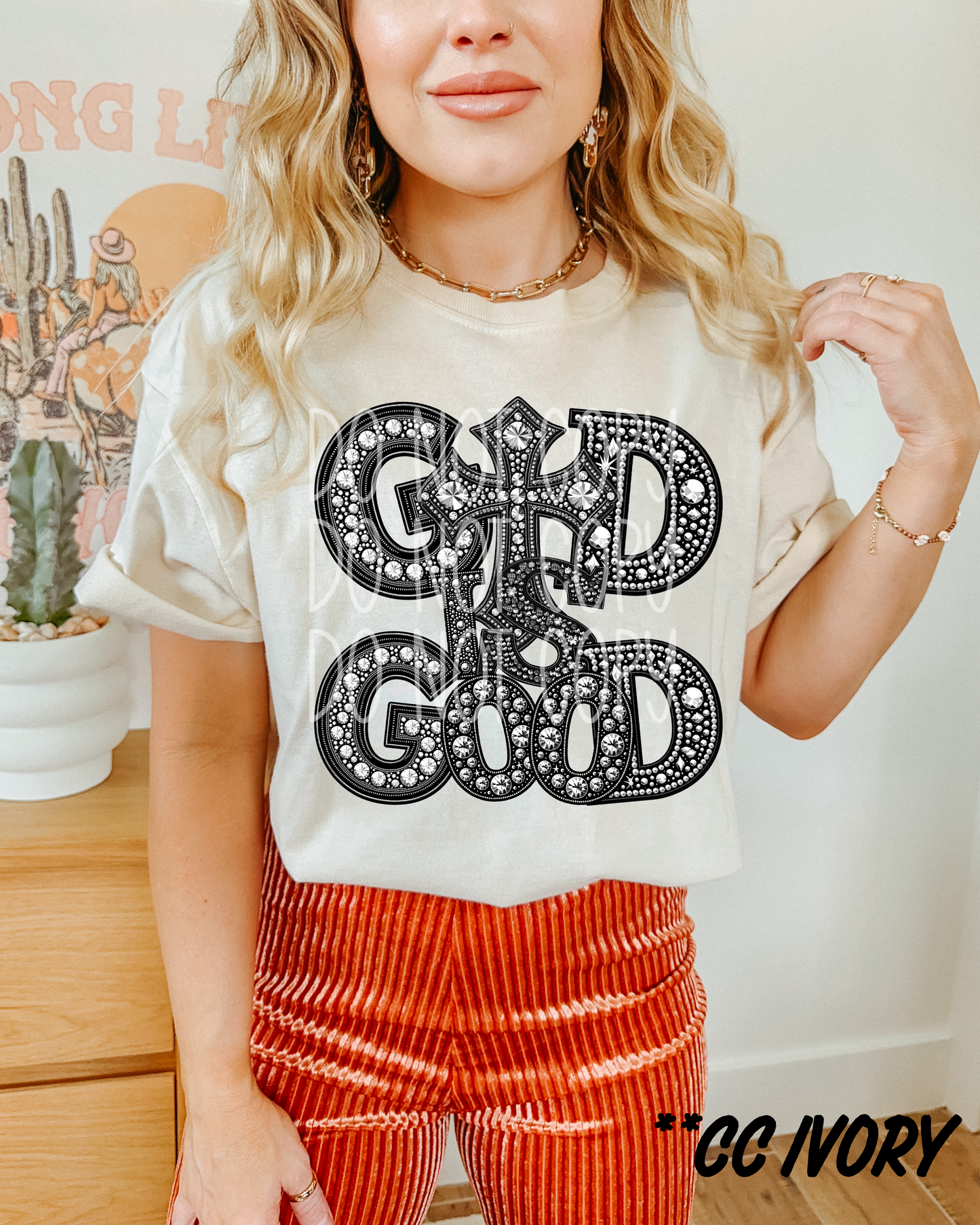 God is Good Faux Rhinestone DTF