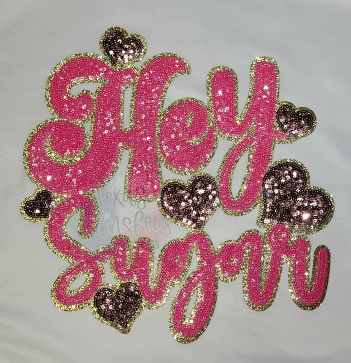 Hey Sugar Pink Sequin XL  Iron-On Patch