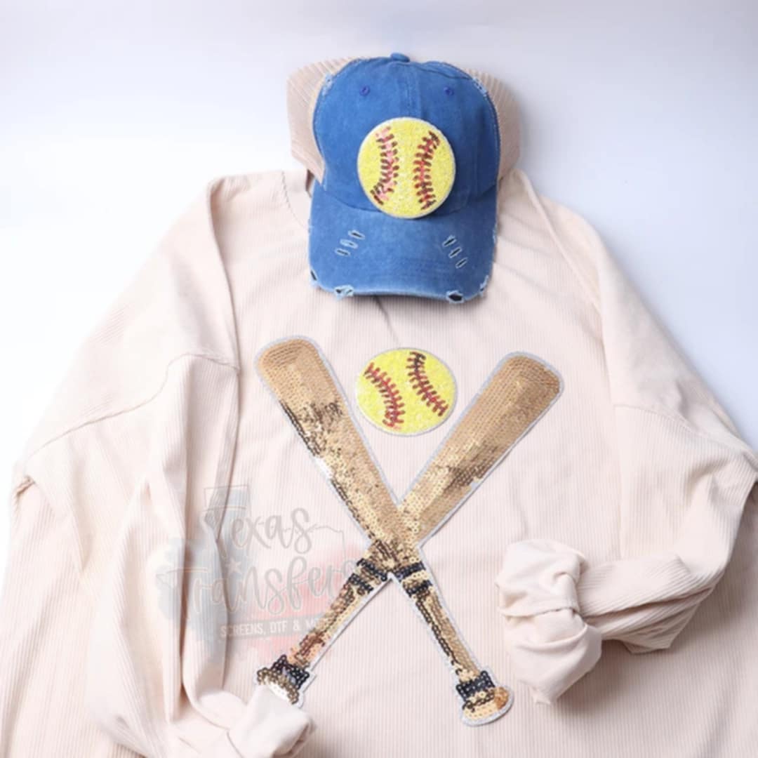 Bats w/ Ball Set XL  Iron-On Patch