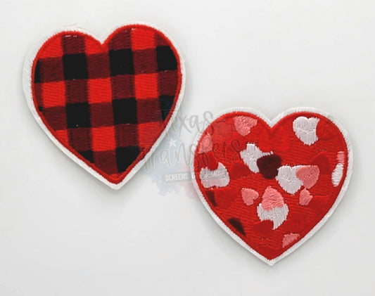 Printed Hearts Iron On Patch Shapes (Multiple Options)