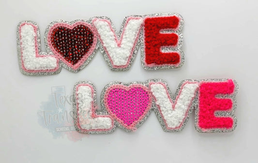 Valentines LOVE w/ Sequin Heart Iron-On Patch