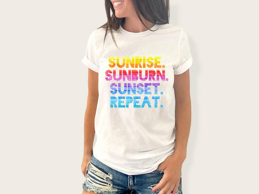 Sunrise Sunburn Sunset Repeat DTF - Texas Transfers and Designs