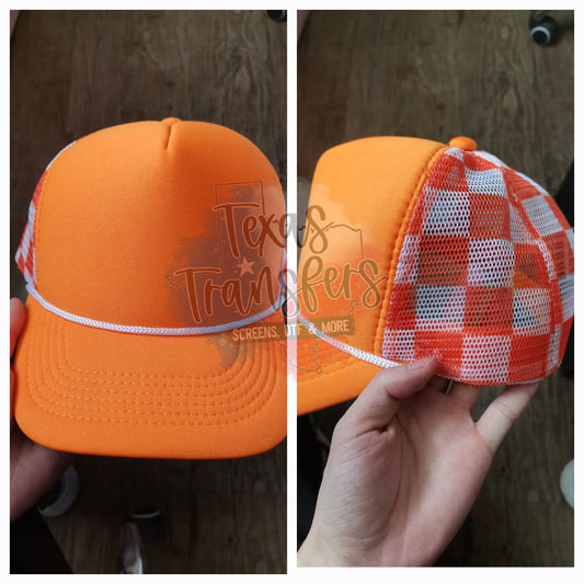 Orange/White Checker Trucker Hat *LIMITED EXCLUSIVE*