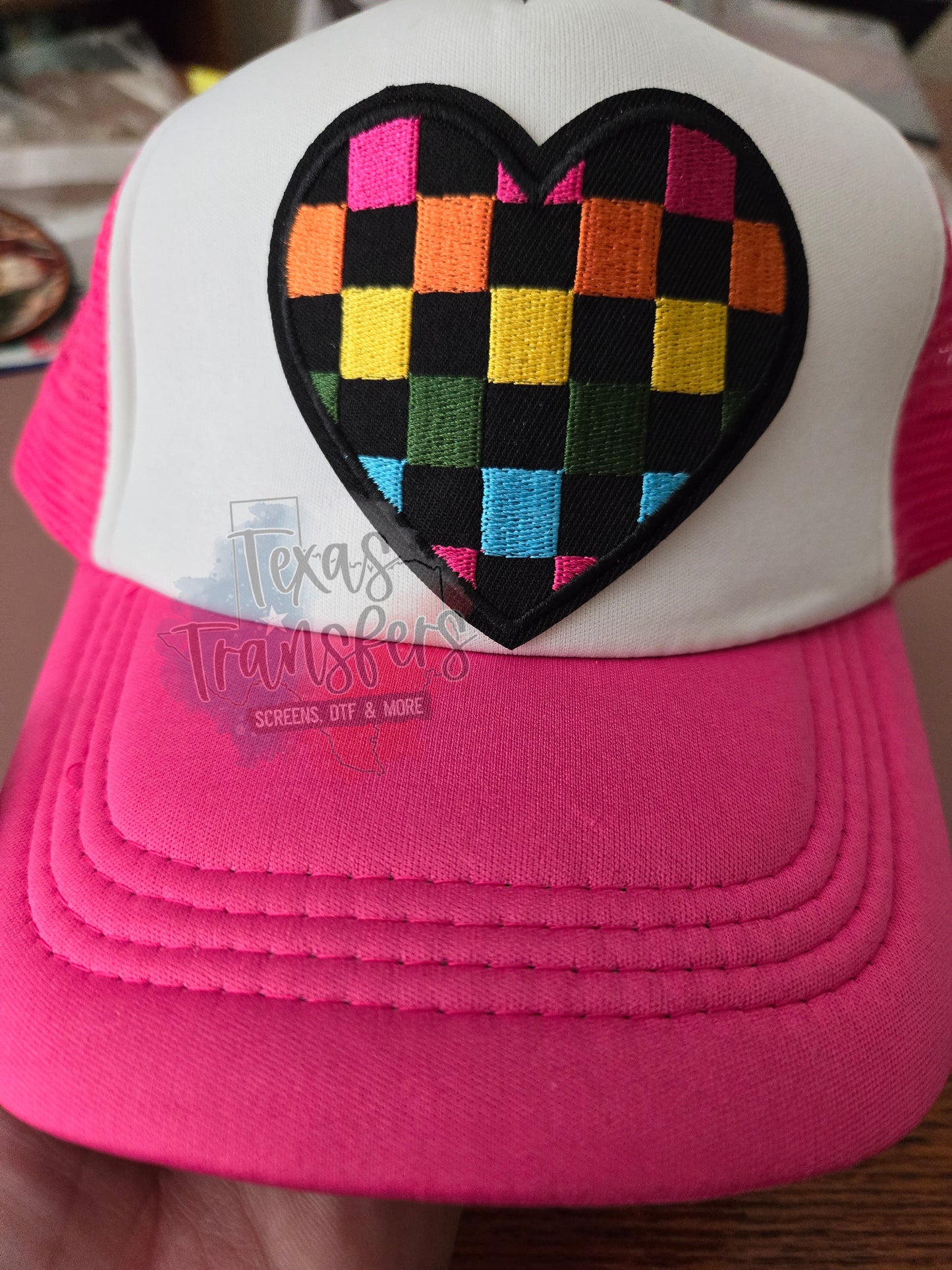 Checker Heart Multicolor Iron-On PATCH