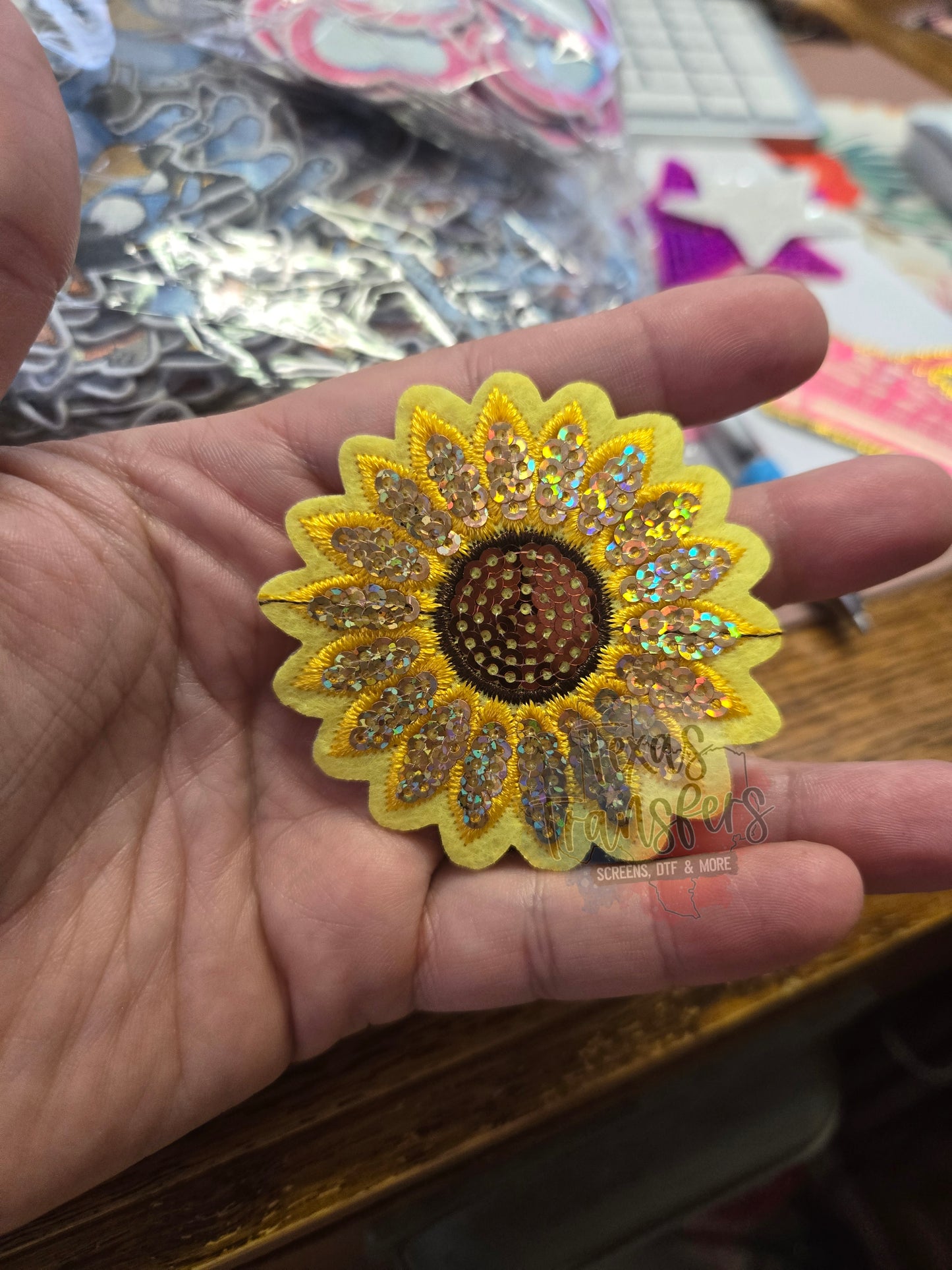 Sequin Sunflower Iron-On Patch