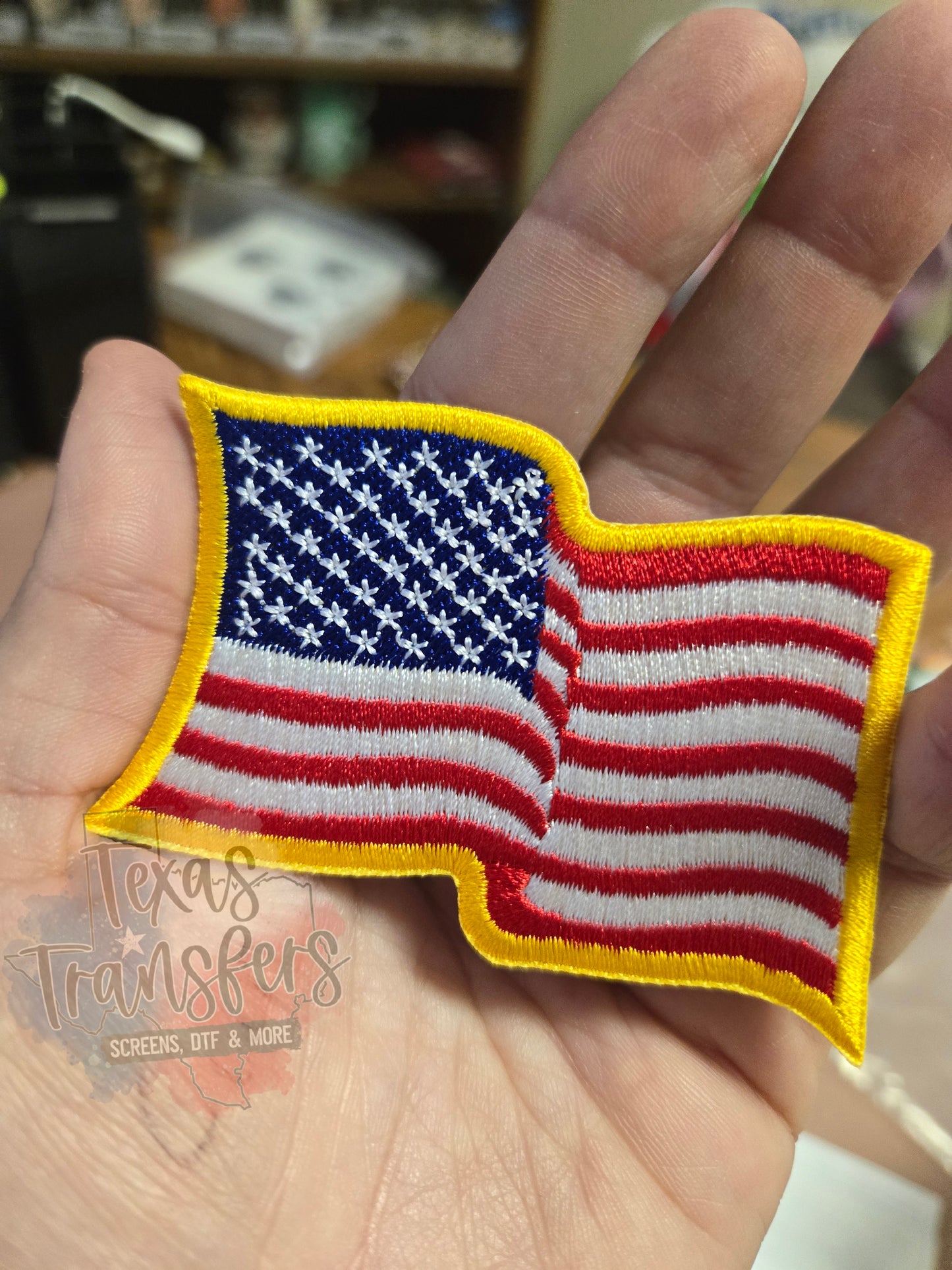 Waving American Flag Iron-On PATCH