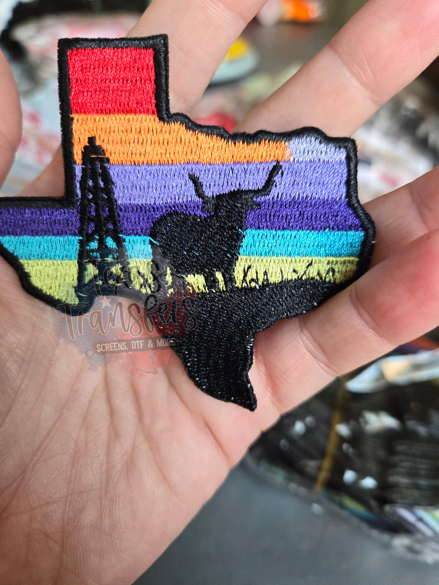 Texas Bull Sunset Iron-On PATCH