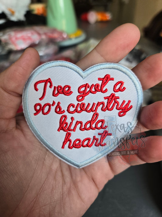 90s Country Kinda Heart Iron-On PATCH - Texas Transfers and Designs