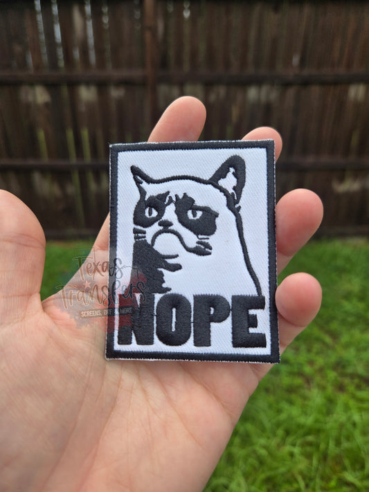 Nope Cat Iron-On PATCH - Texas Transfers and Designs