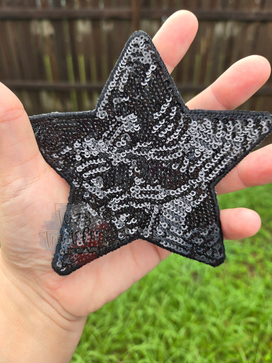 5" Sequin Stars (Embroidered Outline) Iron On Patches - Texas Transfers and Designs