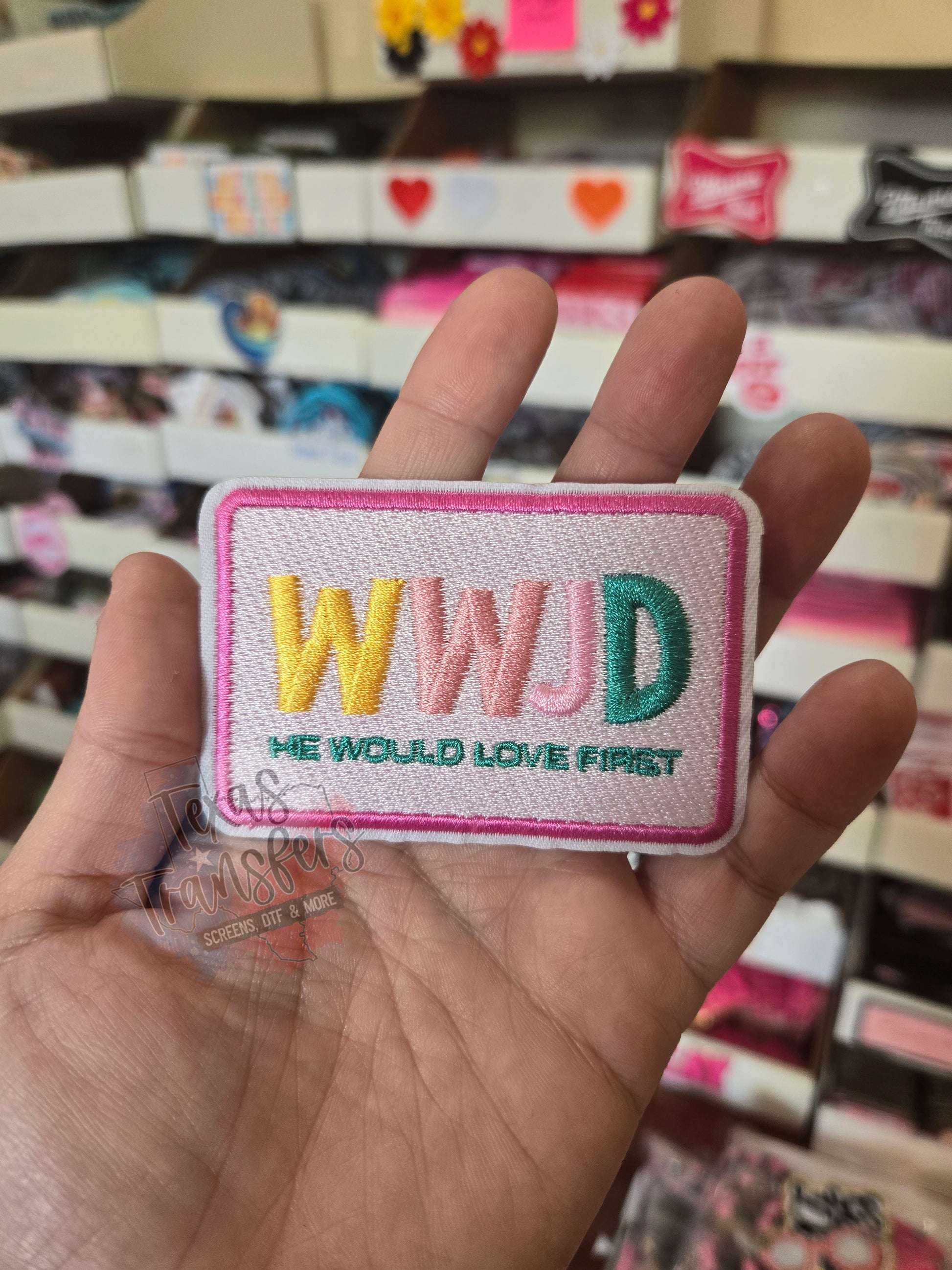 WWJD Iron-On PATCH - Texas Transfers and Designs