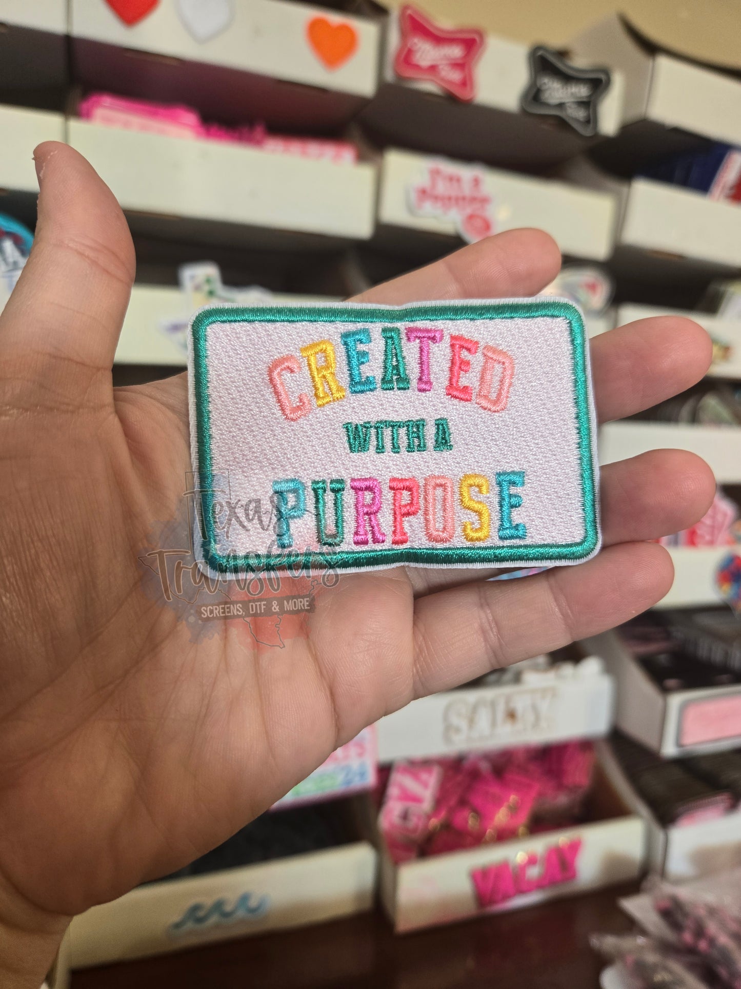 Created with a Purpose Iron-On PATCH - Texas Transfers and Designs