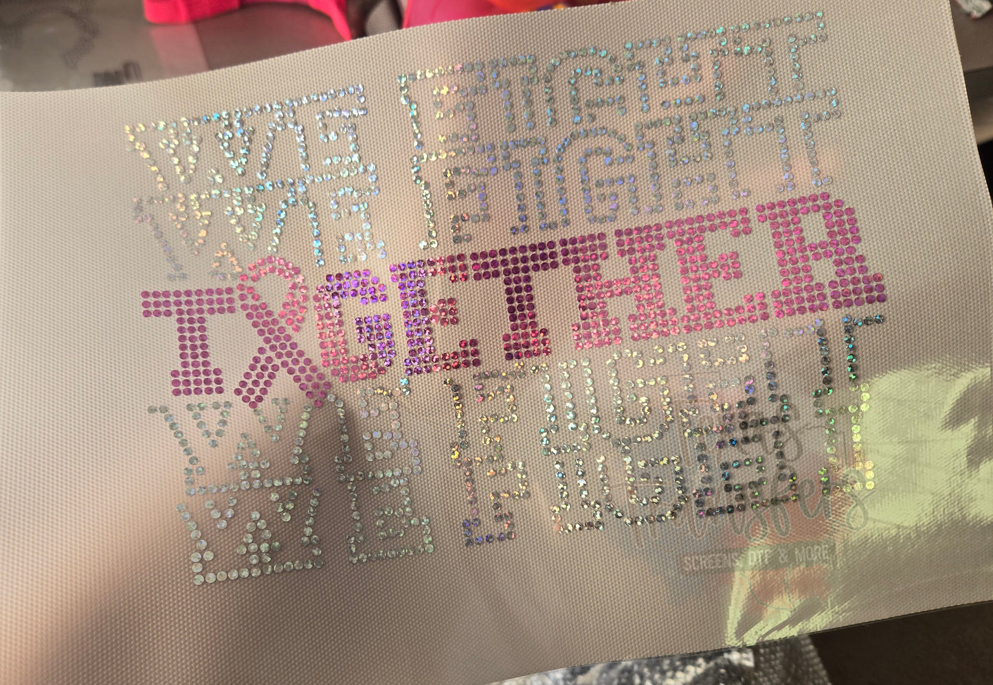 We Fight Together/Breast Cancer Spangle Transfer - Texas Transfers and Designs