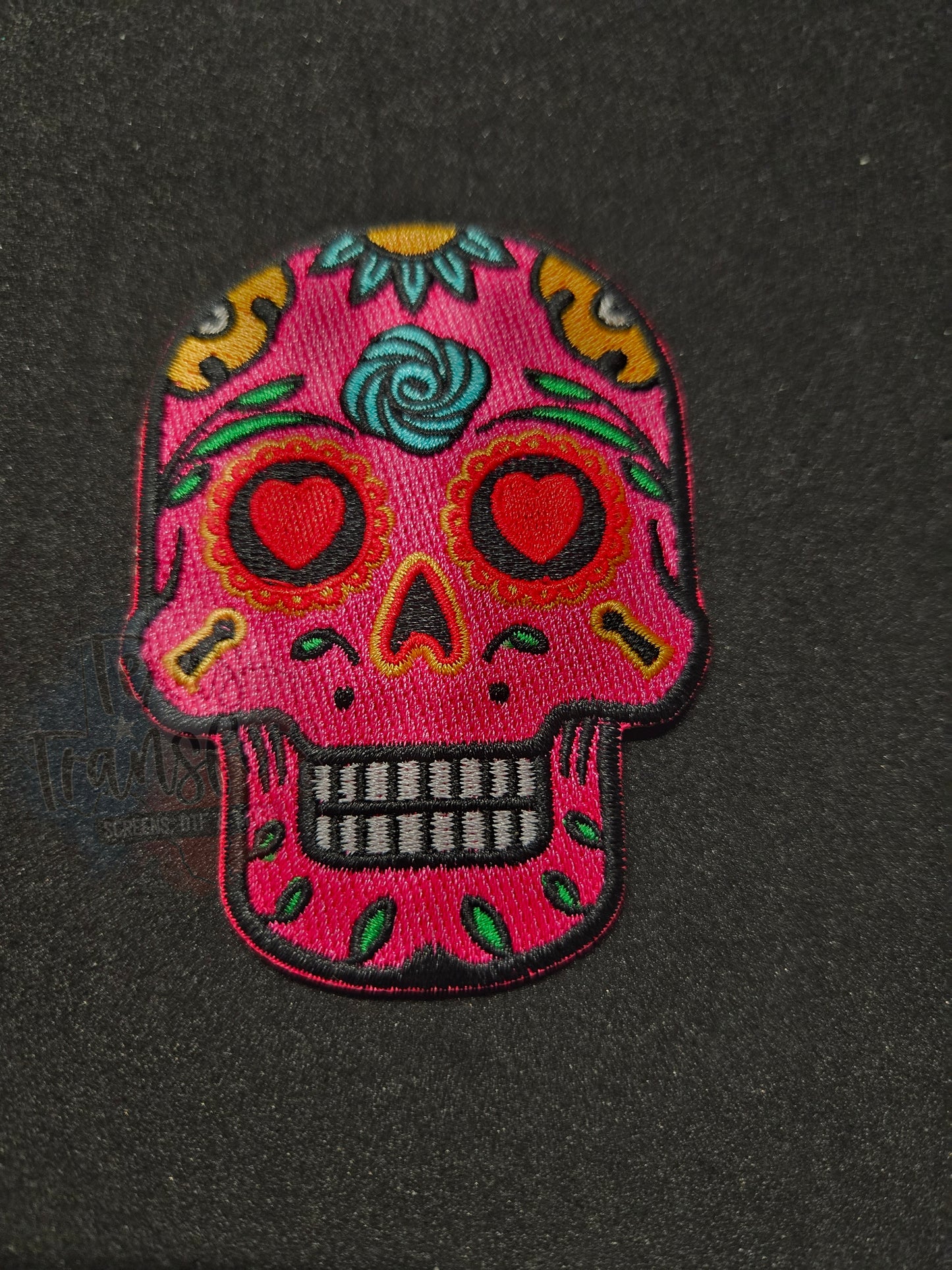 Pink Sugar Skull Iron-On PATCH - Texas Transfers and Designs