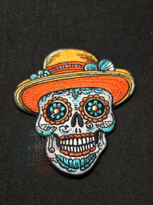 Hat Sugar Skull Iron-On PATCH - Texas Transfers and Designs