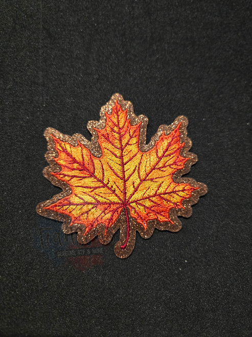 Fall Service Patch Glitter Fall Leaf Iron-On PATCH - Texas Transfers and Designs