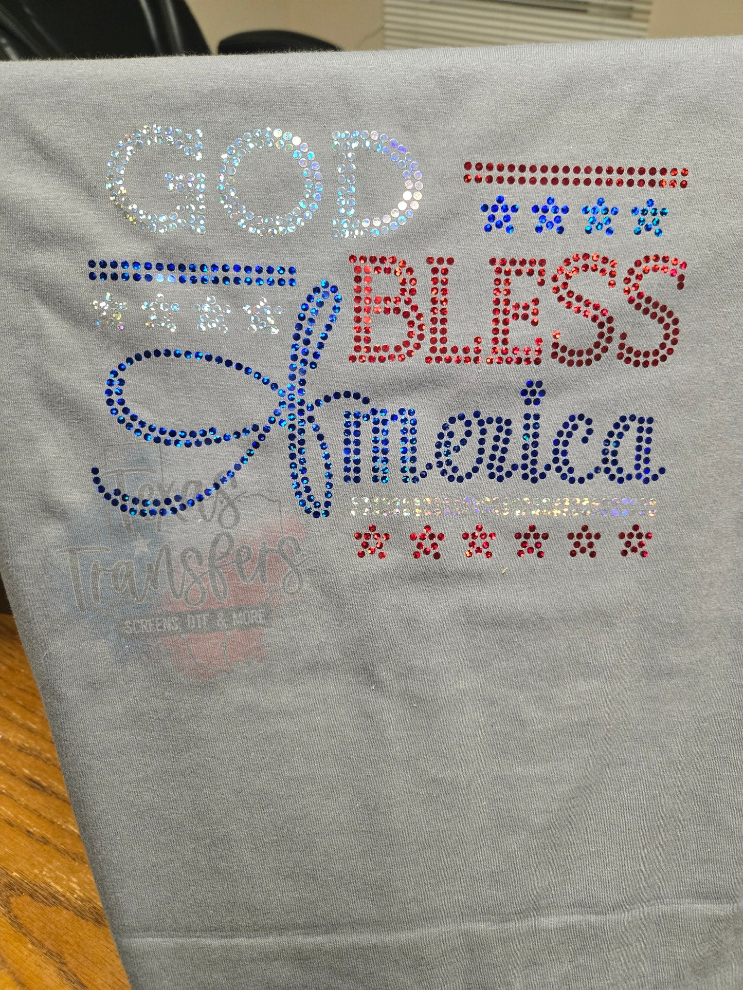 God Bless America Spangle Transfer - Texas Transfers and Designs