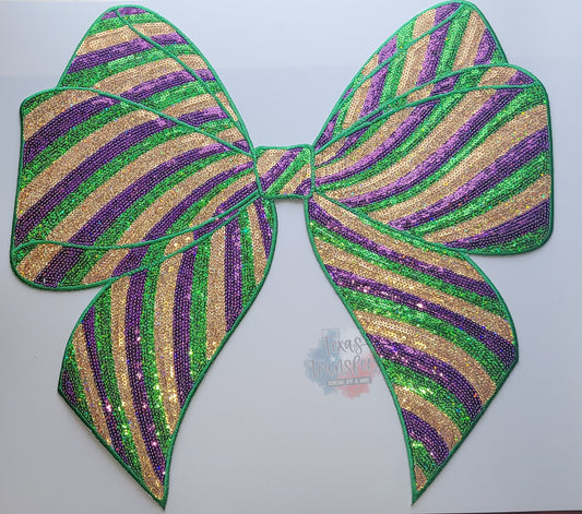 Mardi Gras Bow XL Iron-On Patch