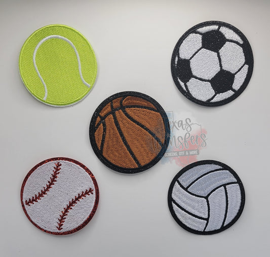 Glitter Edge Sports Balls Iron-On Patch - Texas Transfers and Designs