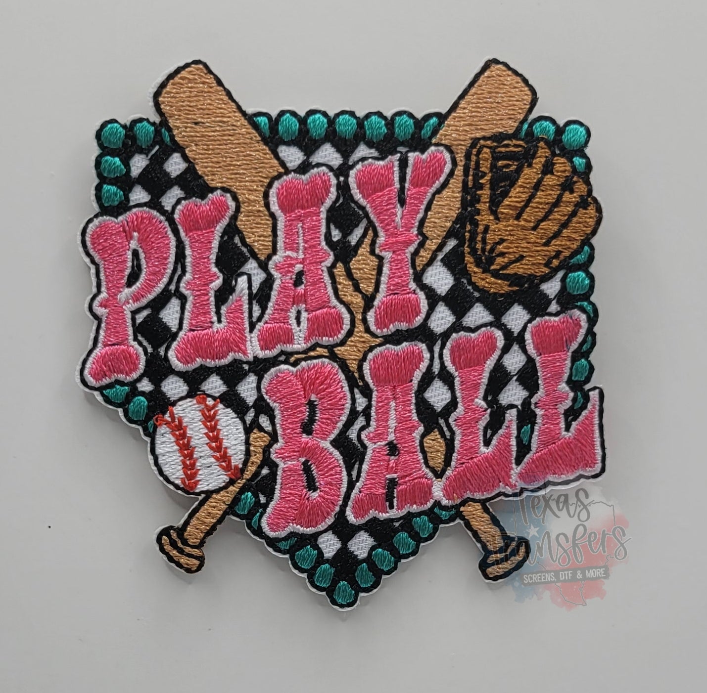 Play Ball Diamond Iron-On PATCH - Texas Transfers and Designs