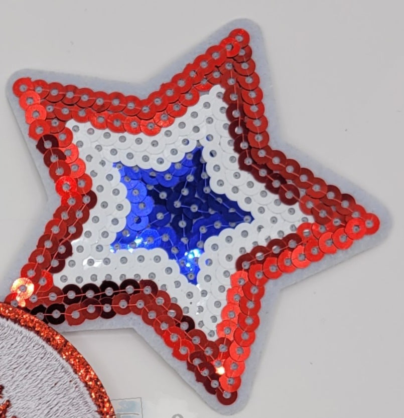 3" Sequin Stars Iron On Patches - Texas Transfers and Designs