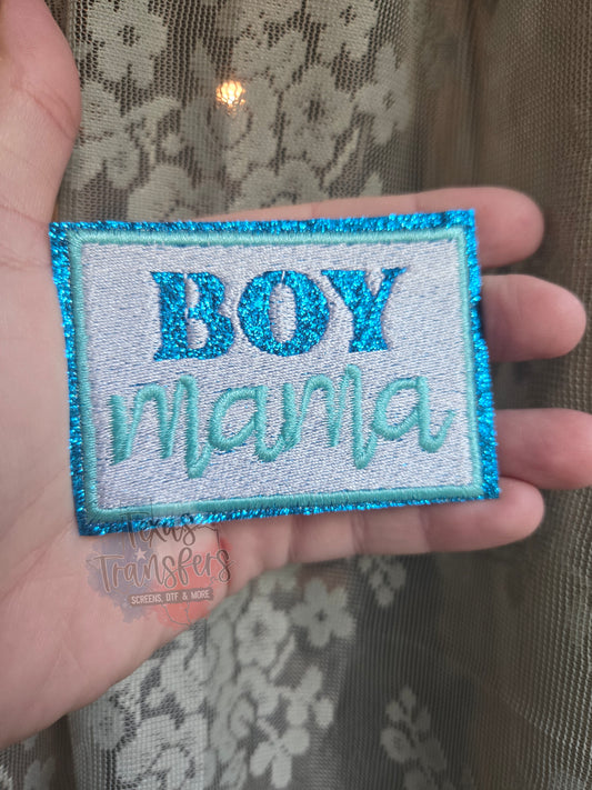 Boy Mama Glitter Iron-On PATCH - Texas Transfers and Designs