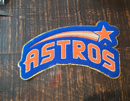 Astros Star Chenille XL Iron-On Patch - Texas Transfers and Designs