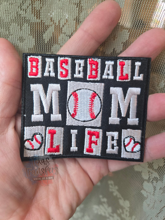 Baseball Mom Life Iron-On Patch - Texas Transfers and Designs
