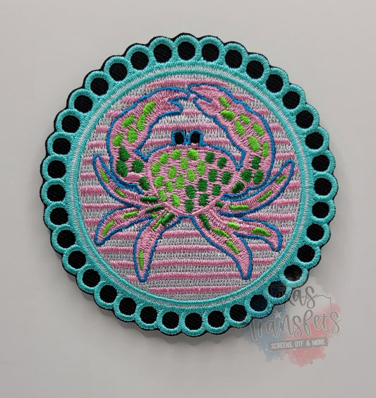 Teal Crab Iron-On PATCH - Texas Transfers and Designs