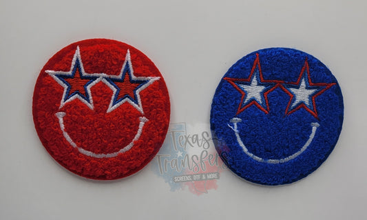 Starry Eyed Smiley Iron-On PATCH - Texas Transfers and Designs